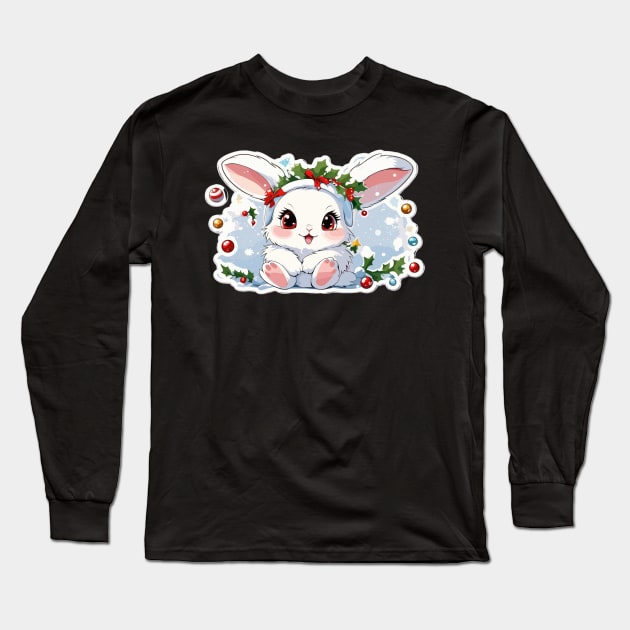 Christmas bunny Long Sleeve T-Shirt by la chataigne qui vole ⭐⭐⭐⭐⭐